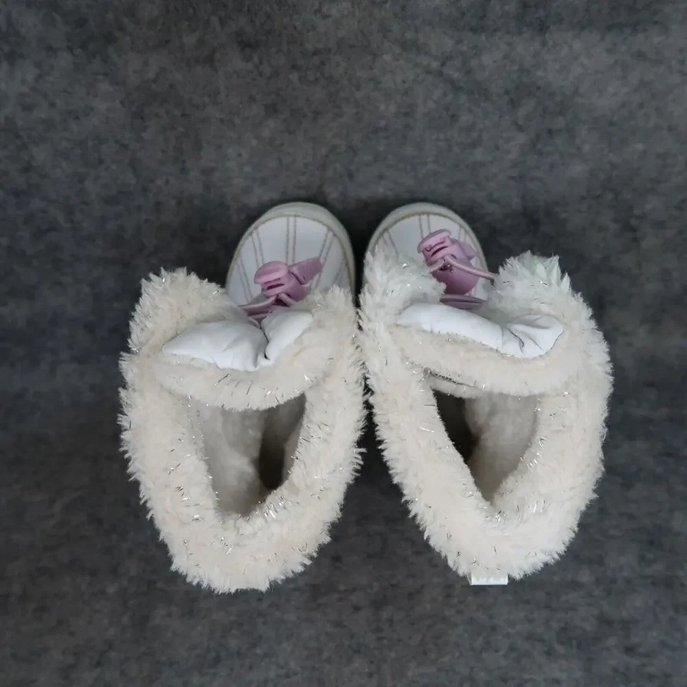 Totes Shoes Girls 5 Boot Winter Snow Baby Toddler Drawstring Faux Fur Warm White